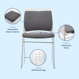 4 Pack Stacking Chairs 1102LB Capacity Home Office Guest Chair Set With Sled Base