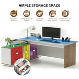 SimpArt Executive Desk with Storage Cabinet, Modern Office Desk with Side Credenza, Large Manager Desk Workstation for Home Office