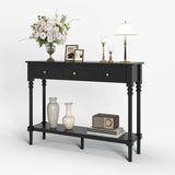 JOINICE Black Console Table with Drawers for Entryway 43", French Modern