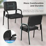 BestOffice Office Guest Chairs Set of 2 Reception Chairs Conference Chairs with Arms Lumbar Support Stack Cushion Seat  (Black)