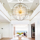 Vezzio Black and Gold Crystal Chandelier for High Ceiling Foyer Entryway