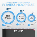 Weighted Hula Circle for Adults Weight Loss, Infinity Fitness Hoop Plus Size 51 Inch with Sweat Belt, Include 27 Detachable Links and Waist Trainer for Women (Blue)