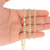 Nuragold 10K Real Yellow Gold Cuban Curb Link Chain Necklace