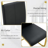 CTPNMCIN Modern Dining Table Set for 6, 55" Black Dining Table Set with 6 Faux Leather Chairs