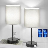 Table Lamps Set of 2 with 2 USB & AC Outlet, Bedside Nightstand Lamps for Bedroom Living Room Kid’s Room