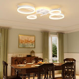 Glimchase 5-Ring LED Dimmable Modern Ceiling Light Fixture, 58W 3000K-6000K Flush Mount Ceiling Lamp with Remote for Living Room, Bedroom, Dining Room, Kitchen (White)
