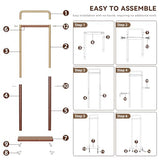 Taitiy Clothes Rack Solid Wood Coat Rack, Metal and Solid Wood Combination Clothing Rack with Wheels for Entryway, Bedroom, Living Room