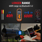 ThermoPro TempSpike Plus 600ft Wireless Meat Thermometer with 2 Color-Coded Probes, Bluetooth Meat Thermometer Wireless with LCD-Enhanced Booster for Food Cooking Grill Smoker