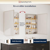 Keonjinn Large Medicine Cabinet Mirror 48 x 32 Inch, Brushed Nickel, 3 Door