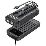 MINRISE Solar Charger Power Bank, 40000mAh Portable Charger PD 20W Fast Charging Solar Power Bank Built in 4 Cables and USB-C in/Output, Camping Essentials External Battery Pack with Flashlights