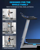 WELLFIT Treadmill with 15% Auto Incline, 400LBS Capacity, Foldable Treadmills with Handlebar, Heart Rate Sensor, LED Display, App Control