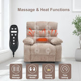 Power Lift Recliner Chair with Massage & Lumbar Heat, Big and Tall, Beige