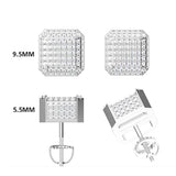 S925 Silver Hip-Hop Style Square Diamond Unique Stud Earrings