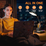 Sailstar Desk Lamp, Table Lamp with Wireless Charger & USB Port, 800LM CRI95 3 Color Modes Dimmable Touch Flexible Arm Pen Holder
