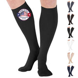 ABSOLUTE SUPPORT Mens Compression Socks for Circulation 20-30mmHg, Made in USA Opaque Graduated Compression Stockings for Varicose Veins, Edema, Arthritis - Black, Medium, A104BL2