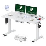 Whole-Piece Standing Desk with Clamp Power Strip, 55 x 28 Electric Stand Up Height Adjustable Desk