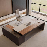 71 inch L Shaped Executive Desk with Drawers, Modern Large Home Office
