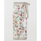 Talakeno Womens Floral Wrap Midi Skirt Summer Adjustable Tie Side Casual High Waist A Line Beach Boho Long Flared Skirts(Green,XS)