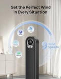 DREO Tower Fan for Bedroom, 28 ft/s, 20dB Quiet Oscillating Bladeless Fan with Remote, 9 Speeds, 4 Modes, 12H Timer, LED Display, Standing Floor Fan Powerful for Indoor Home Office Room, 42 Inch