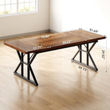 70.8-Inch Office Desk, Wooden Executive Office Desk, Modern Work Desk, Brown-Black