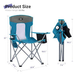 Camping Folding Chair Outdoor Lawn Portable Lightweight Camp Folding Chairs for Adult Outside with Cup Holder, Cooler Pouch & Side Pocket for Camping, Beach, Fishing, Sports or Tailgating Events, Blue