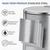 SIMPLYKLEEN Bathroom Trash Can with Lid - 2PC 1.3 Gallon/5L Oval Small Trash Can with Soft-Close Lid, Foot Pedal, Brushed Stainless Steel