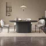Miuuod 70.86" Large Oval Dining Table Set with 6 Chairs, Farmhouse Wood Kitchen Table Set, Modern Dining Room Furniture,Space-Saving Pedestal Base