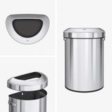 Urban 16 Gallon Semi-Round Open Top Waste Bin, Stainless Steel Half Round Commercial Trash Can for Indoor and Outdoor