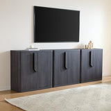 93.42'' Sideboard Buffet Cabinet W/Storage, Modern Accent Cabinets W/Curved Handles & Adjustable Shelves