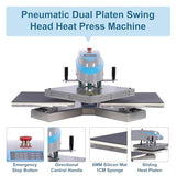 Double Station Swing Away Heat Press with LCD Digital Control, Air Compressor Powered
