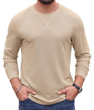 Askdeer Men's Waffle Long Sleeve T-Shirt Casual Lightweight Pullover Tees