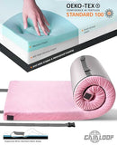 Gaialoop 3 Inch Memory Foam Camping Mattress, Dual Layer Thick Sleeping Camp Pad for Car Tent Cot, Roll-Up Portable Glamping Floor Bed for Guests Sleepover[Twin XL: 80 * 38 * 3"] Sakura Pink