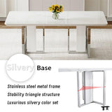 MEMUY 79" Dining Table, White Gloss Kitchen Table with 8 PU Chairs
