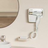 Wall Mounted Hair Dryer for Bathroom - 110V Professional Blow Dryer with Fast Drying Salon Motor, Heavy Duty Wall Mount Hairdryer with Stand Rack, Includes Screws+Adhesive