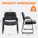 Big & Tall Waiting Room Guest Chair with Bonded Leather Padded Arm Rest and Sled Base for Office