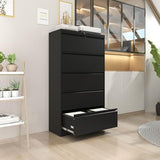 VIYET Lateral File Cabinet w5 Drawer Metal Filing Cabinets, Home Office Storage Cabinet for Hanging Files Letterith Lock,5 Drawer Metal Filing Cabinets, Home Office Storage Cabinet for Hanging Files Letter/Legal/F4/A4 (Black)
