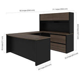 Bestar Connexion 72W U-Shaped Executive Desk with Lateral File Cabinet