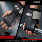 Frelaxy Lifting Wrist Straps, Rubber Weight Lifting Grips with Non-Slip Palm & Wrist Wraps Support for Deadlifts, Pull Ups, Rows, Heavy Powerlifting, Lat Pulldowns (Grey)