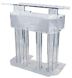 Kingdom 3 Tier Acrylic Lectern or Podium with 6 Column Base and a Wide Middle Shelf with Plenty of Space for Your Presentation Needs