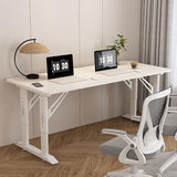 Height Adjustable Gaming Desk, Modern White Standing Desk with Anti-Slip Pads