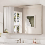 Keonjinn Large Medicine Cabinet Mirror 48 x 32 Inch, Brushed Nickel, 3 Door