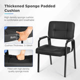 BestOffice Office Guest Chairs Set of 2 Reception Chairs Conference Chairs with Arms Lumbar Support Stack Cushion Seat  (Black)