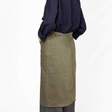 ATLINIA Linen Bib Apron Adjust Kitchen Apron with Pockets Crafting Apron Pinafore Green