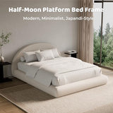 RECCI AirFrame Half-Moon Upholstered Queen Platform Bed Frame