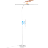 Syrinx LED Floor Lamp, Double Head Gooseneck Floor Lamps for Living Room with Gesture Switch & Remote Control, 14W Bright Tall Standing Lamp Modern Eye-Caring Reading Floor Lamp for Bedroom Office