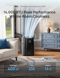 DREO Portable Air Conditioners, 14000 BTU ASHRAE (10,000 BTU DOE) Smart AC Unit for Room with Drainage-free Cooling, APP/Voice/Remote, Fan & Dehumidifier, Quiet Standing AC for Bedroom, AC516S New