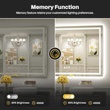 60x40 LED Bathroom Mirror, Dual Lit Anti-Fog Wall Vanity Mirror