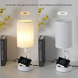 Dreamholder Table Lamp with 3 USB Charging Ports, Modern Desk Lamp with AC Outlet and Phone Stands, Perfect Bedside Lamp for Bedroom, Living Room, Office (Pack of 2), White