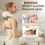 PERLEVI Cordless Neck Massager with Heat, Electric Neck Shoulder Massager with Heat, Kneading, 6-Point for Deep Tissue Pain Relief, Rechargeable Battery, Brushless Motor