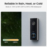 Doorbell Camera Wireless, Battery-Powered Video Doorbell, 2K Resolution,Support Local Storage